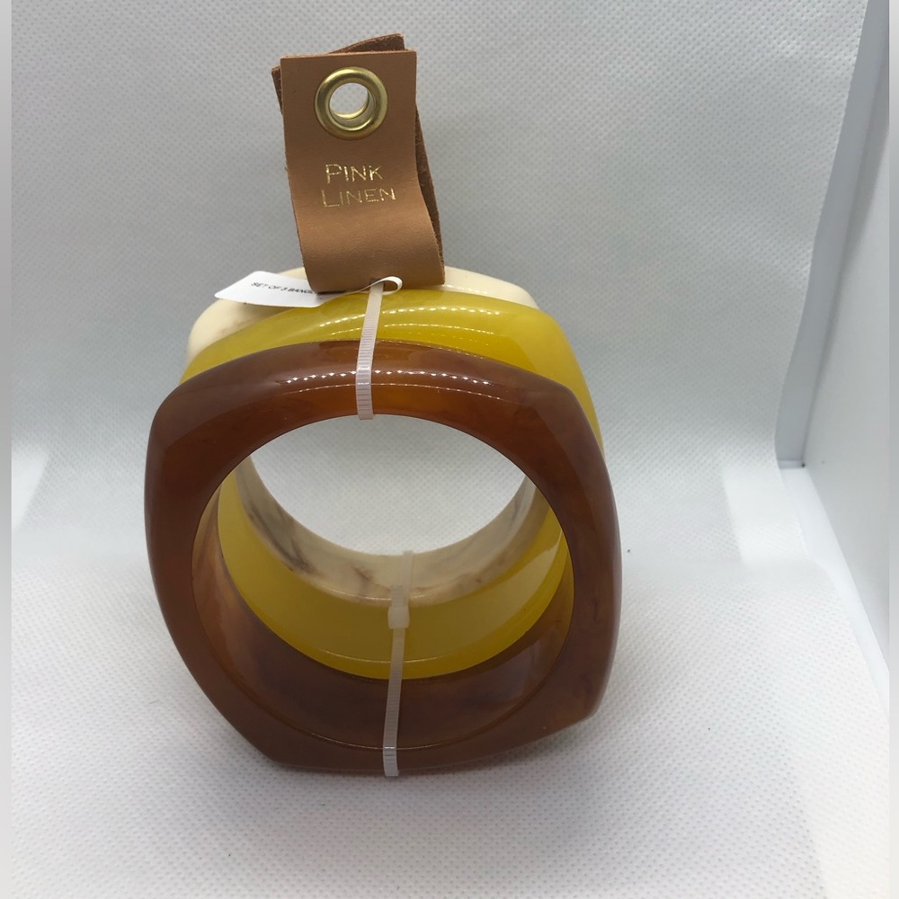 3pack yellow brown cream glossy lucite bracelet bangle set new - Picture 9 of 12
